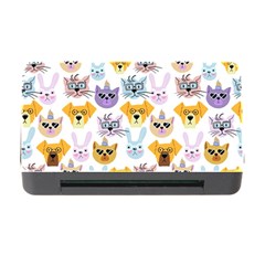 Funny Animal Faces With Glasses On A White Background Memory Card Reader With Cf by SychEva