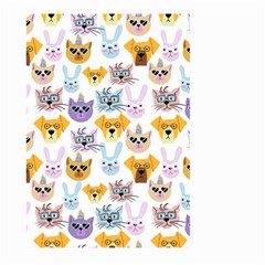 Funny Animal Faces With Glasses On A White Background Large Garden Flag (two Sides) by SychEva