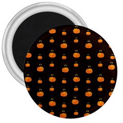 Halloween Pumpkins Pattern, Witch Hat Jack O  Lantern 3  Magnets by Casemiro