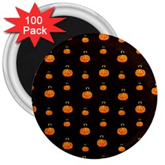 Halloween Pumpkins Pattern, Witch Hat Jack O  Lantern 3  Magnets (100 Pack) by Casemiro