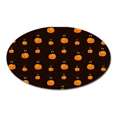 Halloween Pumpkins Pattern, Witch Hat Jack O  Lantern Oval Magnet by Casemiro