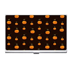 Halloween Pumpkins Pattern, Witch Hat Jack O  Lantern Business Card Holder by Casemiro