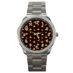 Halloween Pumpkins Pattern, Witch Hat Jack O  Lantern Sport Metal Watch by Casemiro