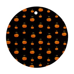 Halloween Pumpkins Pattern, Witch Hat Jack O  Lantern Round Ornament (two Sides) by Casemiro