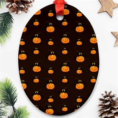 Halloween Pumpkins Pattern, Witch Hat Jack O  Lantern Oval Ornament (two Sides) by Casemiro