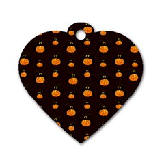 Halloween Pumpkins Pattern, Witch Hat Jack O  Lantern Dog Tag Heart (one Side) by Casemiro