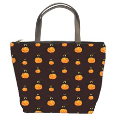 Halloween Pumpkins Pattern, Witch Hat Jack O  Lantern Bucket Bag by Casemiro