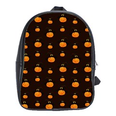 Halloween Pumpkins Pattern, Witch Hat Jack O  Lantern School Bag (large) by Casemiro