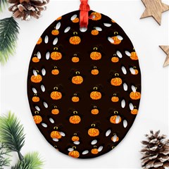 Halloween Pumpkins Pattern, Witch Hat Jack O  Lantern Ornament (oval Filigree) by Casemiro