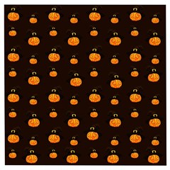 Halloween Pumpkins Pattern, Witch Hat Jack O  Lantern Wooden Puzzle Square by Casemiro