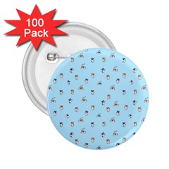 Cute Kawaii Dogs Pattern At Sky Blue 2 25  Buttons (100 Pack)  by Casemiro