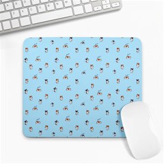 Cute Kawaii Dogs Pattern At Sky Blue Large Mousepads by Casemiro