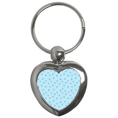 Cute Kawaii Dogs Pattern At Sky Blue Key Chain (heart) by Casemiro