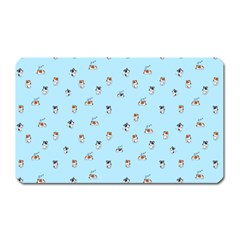 Cute Kawaii Dogs Pattern At Sky Blue Magnet (rectangular) by Casemiro