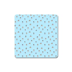 Cute Kawaii Dogs Pattern At Sky Blue Square Magnet