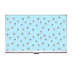 Cute Kawaii Dogs Pattern At Sky Blue Business Card Holder by Casemiro