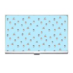 Cute Kawaii dogs pattern at sky blue Business Card Holder Front