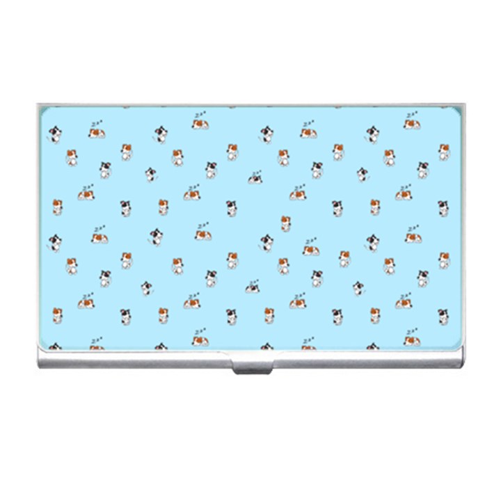 Cute Kawaii dogs pattern at sky blue Business Card Holder