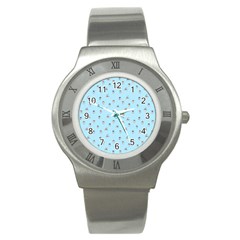 Cute Kawaii dogs pattern at sky blue Stainless Steel Watch