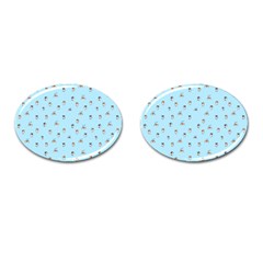 Cute Kawaii Dogs Pattern At Sky Blue Cufflinks (oval) by Casemiro