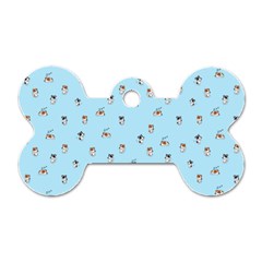 Cute Kawaii Dogs Pattern At Sky Blue Dog Tag Bone (one Side) by Casemiro