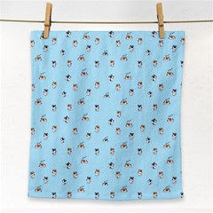 Cute Kawaii Dogs Pattern At Sky Blue Face Towel by Casemiro