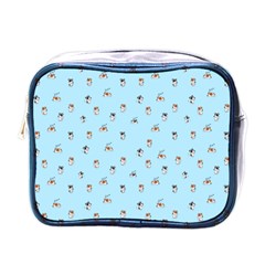 Cute Kawaii Dogs Pattern At Sky Blue Mini Toiletries Bag (one Side) by Casemiro