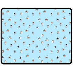 Cute Kawaii dogs pattern at sky blue Fleece Blanket (Medium) 