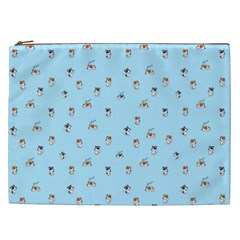 Cute Kawaii dogs pattern at sky blue Cosmetic Bag (XXL)