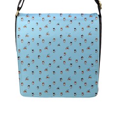 Cute Kawaii dogs pattern at sky blue Flap Closure Messenger Bag (L)