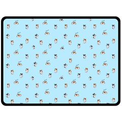 Cute Kawaii dogs pattern at sky blue Double Sided Fleece Blanket (Large) 