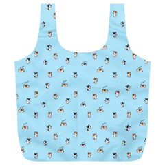 Cute Kawaii dogs pattern at sky blue Full Print Recycle Bag (XL)