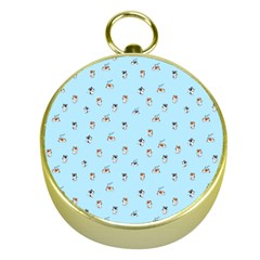 Cute Kawaii dogs pattern at sky blue Gold Compasses