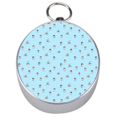 Cute Kawaii Dogs Pattern At Sky Blue Silver Compasses by Casemiro