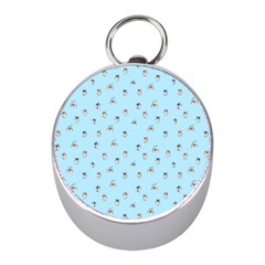 Cute Kawaii dogs pattern at sky blue Mini Silver Compasses