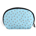 Cute Kawaii dogs pattern at sky blue Accessory Pouch (Large) Front