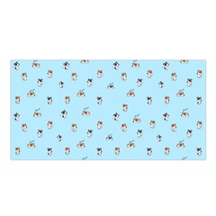 Cute Kawaii dogs pattern at sky blue Satin Shawl