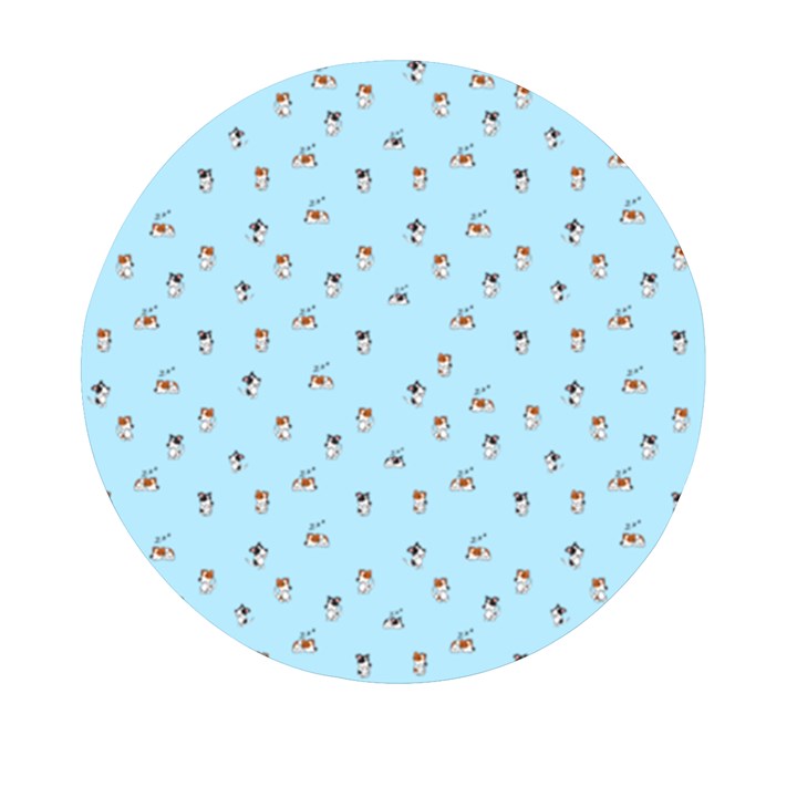 Cute Kawaii dogs pattern at sky blue Mini Round Pill Box