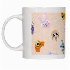 Funny Animal Faces With Glasses Cat Dog Hare White Mugs by SychEva