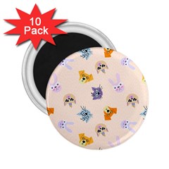 Funny Animal Faces With Glasses Cat Dog Hare 2 25  Magnets (10 Pack)  by SychEva