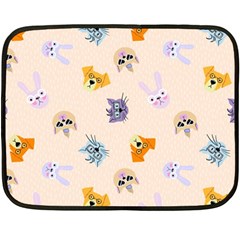 Funny Animal Faces With Glasses Cat Dog Hare Double Sided Fleece Blanket (mini)  by SychEva