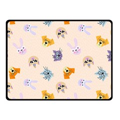 Funny Animal Faces With Glasses Cat Dog Hare Double Sided Fleece Blanket (small)  by SychEva