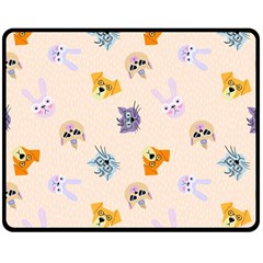 Funny Animal Faces With Glasses Cat Dog Hare Double Sided Fleece Blanket (medium)  by SychEva