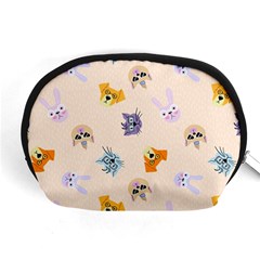 Funny Animal Faces With Glasses Cat Dog Hare Accessory Pouch (medium) by SychEva