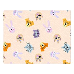 Funny Animal Faces With Glasses Cat Dog Hare Double Sided Flano Blanket (large)  by SychEva