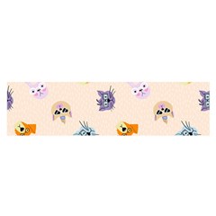 Funny Animal Faces With Glasses Cat Dog Hare Satin Scarf (oblong) by SychEva