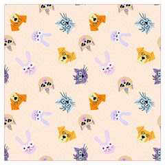 Funny Animal Faces With Glasses Cat Dog Hare Lightweight Scarf  by SychEva