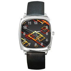 Modern Geometry Square Metal Watch by Sparkle