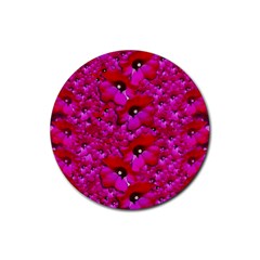 Flowers Grow And Peace Also For Humankind Rubber Round Coaster (4 Pack) 