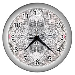 Mono Repeats Wall Clock (silver) by kaleidomarblingart